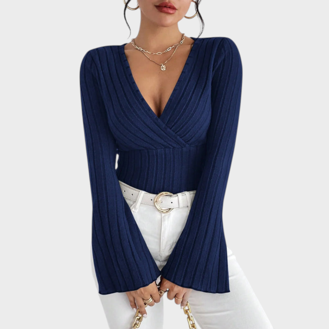 Audrie | Blouse com decote em V e manga à sino