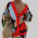 Cassandra - Camisola de malha com padrão geométrico abstrato