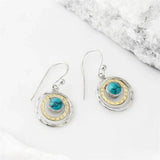 Brincos Boho Saturno com pedra turquesa