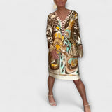 Vestido Solto com Decote em V (Design Retrô)