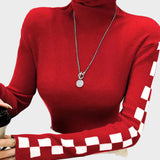 Wanda | Camisola de gola alta e mangas em xadrez