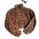 Zaria | Leopard Print Zip Fleece Sweatshirt