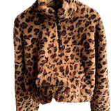 Zaria | Leopard Print Zip Fleece Sweatshirt