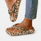 Lola Leopard Print Chunky Flip Flops