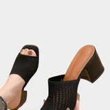 Christy Square Mesh Heeled Sandals