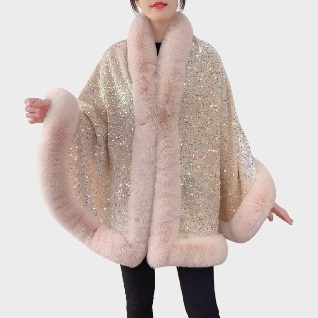 Emmalee | Γυναικείο κομψό σάλι από συνθετική γούνα με στρας