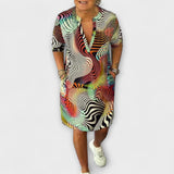 Riola — Colorful Dress with V Neckline