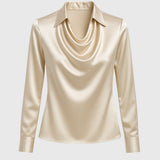 Sylvie - Luxurious sparkle blouse with pleated neck