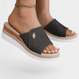 Betina Open Platform Natural Fabric Sandals