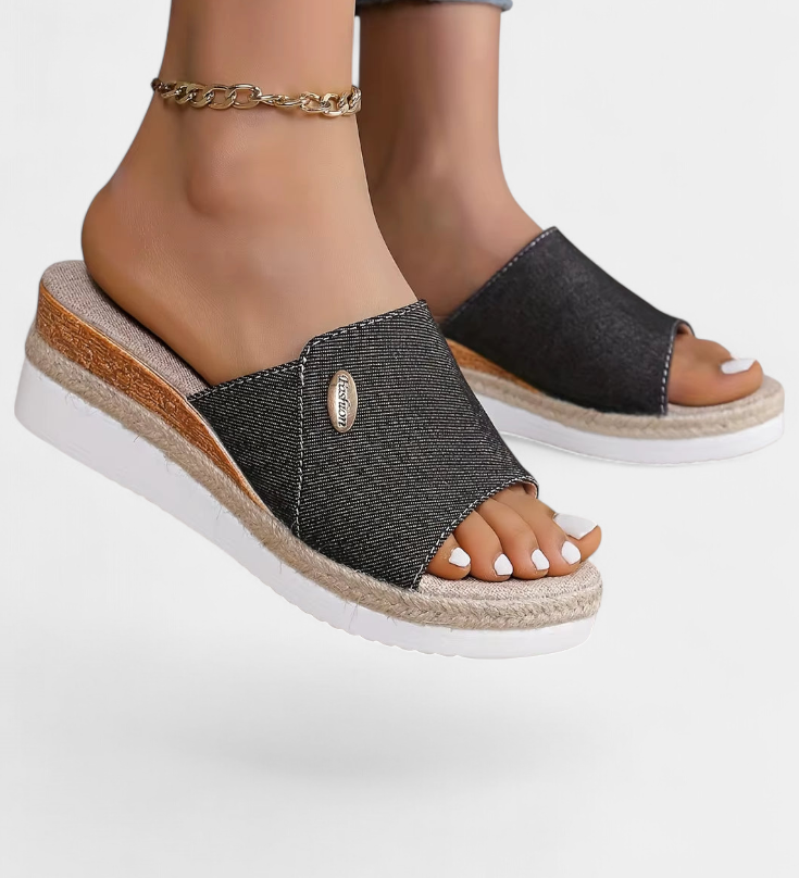 Betina Open Platform Natural Fabric Sandals