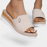 Betina Open Platform Natural Fabric Sandals