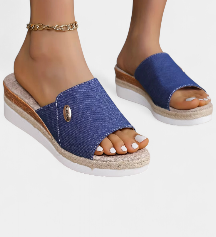 Betina Open Platform Natural Fabric Sandals