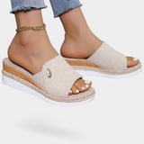 Betina Open Platform Natural Fabric Sandals