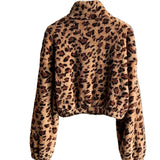 Zaria | Leopard Print Zip Fleece Sweatshirt