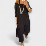 Tabea - Linho vestido com gola redonda