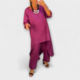 Tabea - Linho vestido com gola redonda