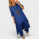 Tabea - Linho vestido com gola redonda