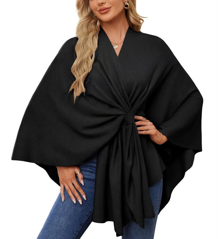 Maegan | Elegante xale tipo poncho com design frontal macio e aberto