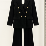 Dimitra | Double-Breasted Velvet Jacket Set