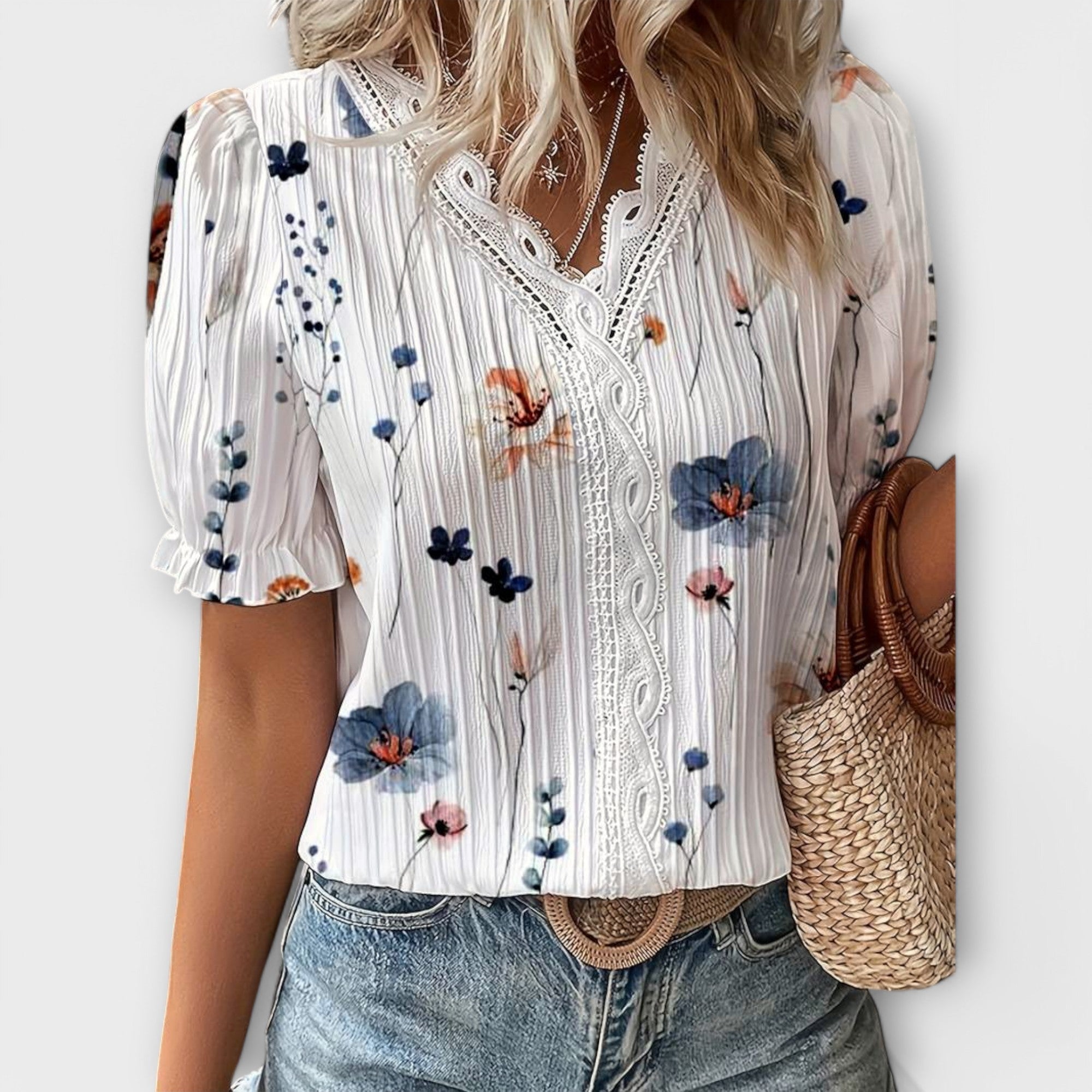 Emily - Blusa de moda com decote em V