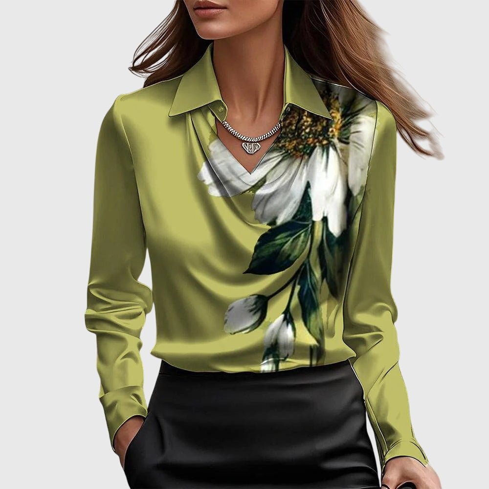 Sylvie - Luxurious sparkle blouse with pleated neck