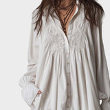 Mary- Retro lace mini dress with an asymmetrical hem and long sleeves