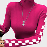 Wanda | Camisola de gola alta e mangas em xadrez