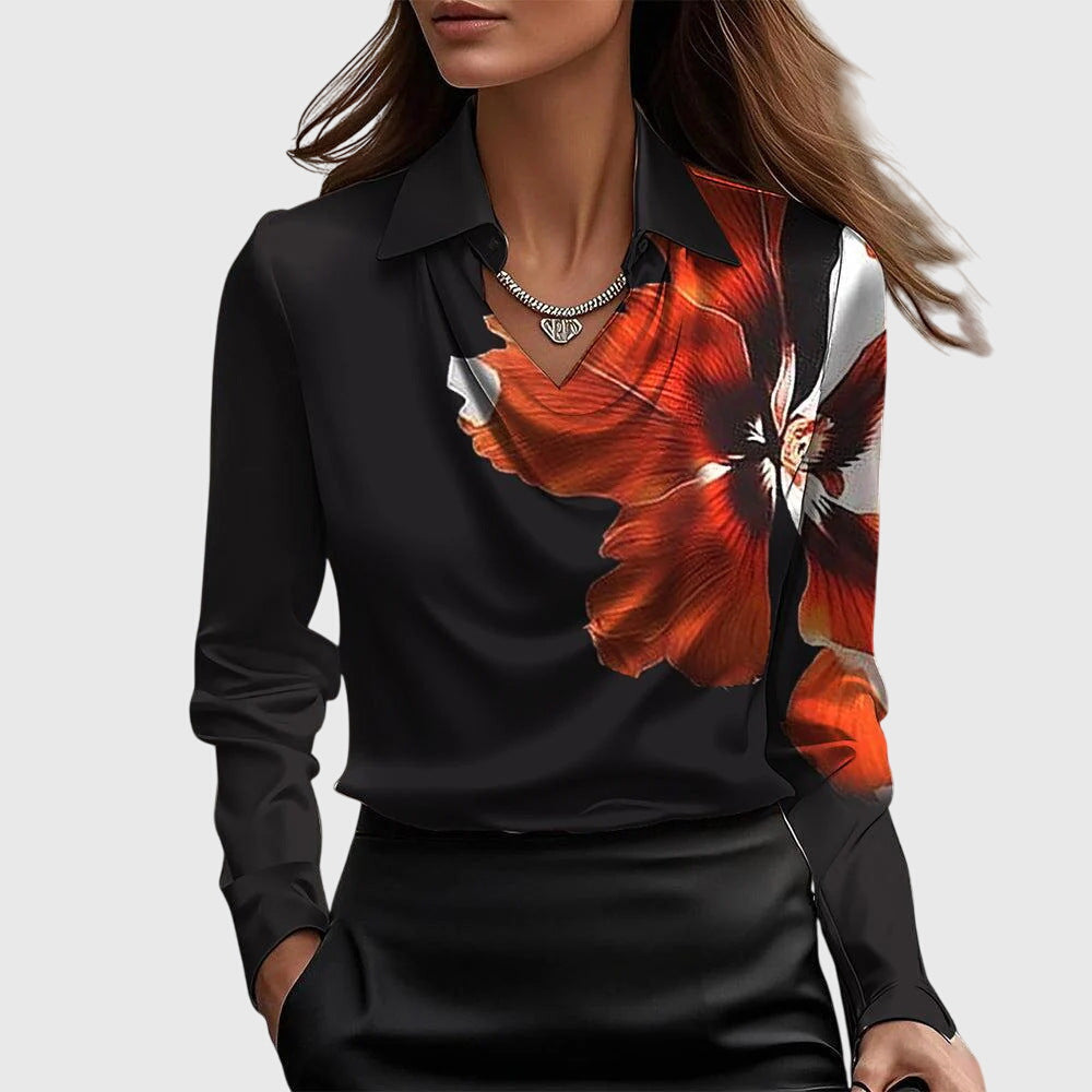 Sylvie - Luxurious sparkle blouse with pleated neck