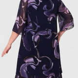 Shirley Φόρεμα από Σιφόν με στάμπα Midnight Swirl και ρευστή σιλουέτα