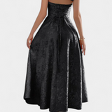 Gilda Jacquard Midi Φόρεμα με Ανοιχτή Πλάτη και Ψηλή Μέση