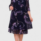Shirley Φόρεμα από Σιφόν με στάμπα Midnight Swirl και ρευστή σιλουέτα