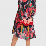 Annegret Floral Midi Φόρεμα με Μακριά Μανίκια και Ρευστή Γραμμή