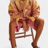 Casey Cardigan de malha floral folgado