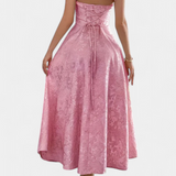 Gilda Jacquard Midi Φόρεμα με Ανοιχτή Πλάτη και Ψηλή Μέση