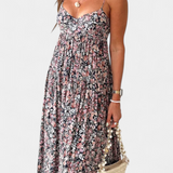Reyna - Vestido Floral Comprido com Costas Abertas