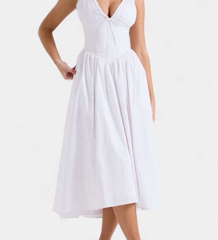 Margie V-Neck Dress with Romantic Floral Print