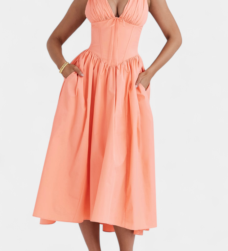 Margie V-Neck Dress with Romantic Floral Print