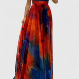 Caprice Maxi Chiffon Floral Dress with Tie Neck