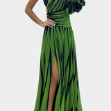 Bethania - Elegante Μακρύ Ριγέ Φόρεμα με έναν Ώμο