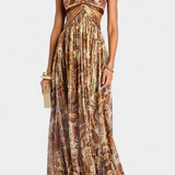 Tassa Maxi Dress with Tie Neck, Open Back and Cut-outs