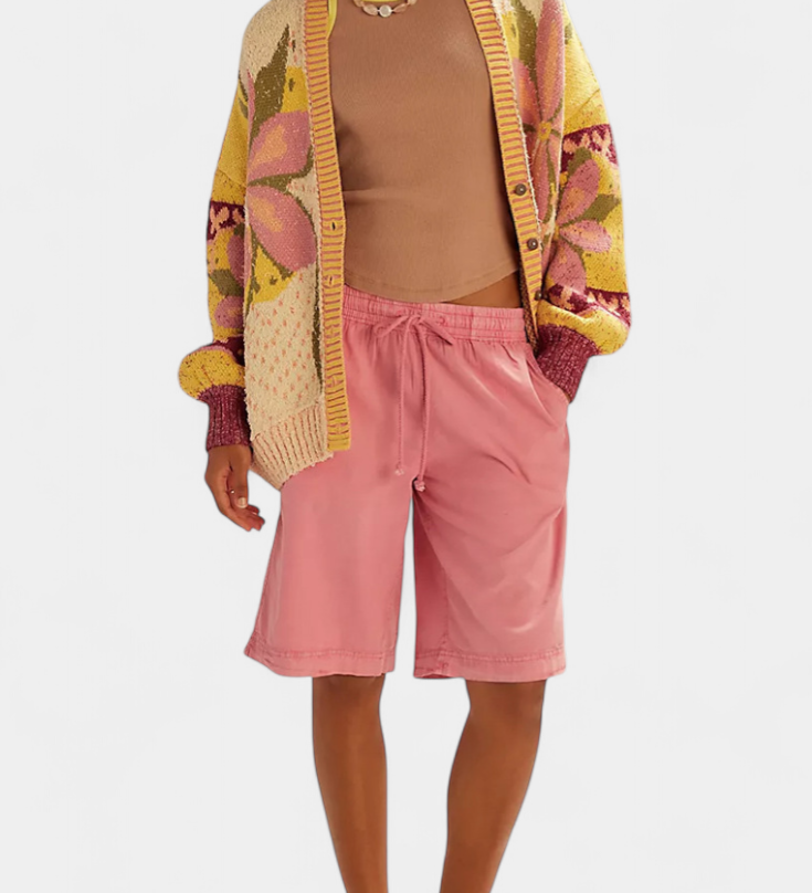 Casey Cardigan de malha floral folgado