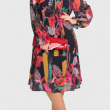 Annegret Floral Midi Φόρεμα με Μακριά Μανίκια και Ρευστή Γραμμή
