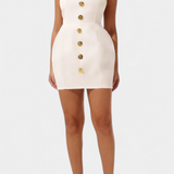 Yvonne Mini Dress with Tied Neck, Open Back and Floral Detail