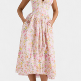 Margie V-Neck Dress with Romantic Floral Print