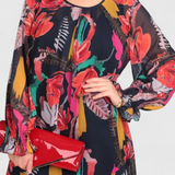 Annegret Floral Midi Φόρεμα με Μακριά Μανίκια και Ρευστή Γραμμή