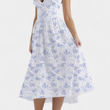 Margie V-Neck Dress with Romantic Floral Print
