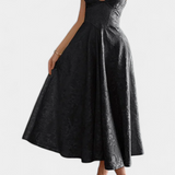 Gilda Jacquard Midi Φόρεμα με Ανοιχτή Πλάτη και Ψηλή Μέση