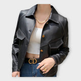 Elegant Leather Jacket with Modern Design and Refined Aesthetics