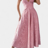 Gilda Jacquard Midi Φόρεμα με Ανοιχτή Πλάτη και Ψηλή Μέση