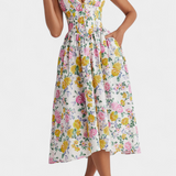Margie V-Neck Dress with Romantic Floral Print